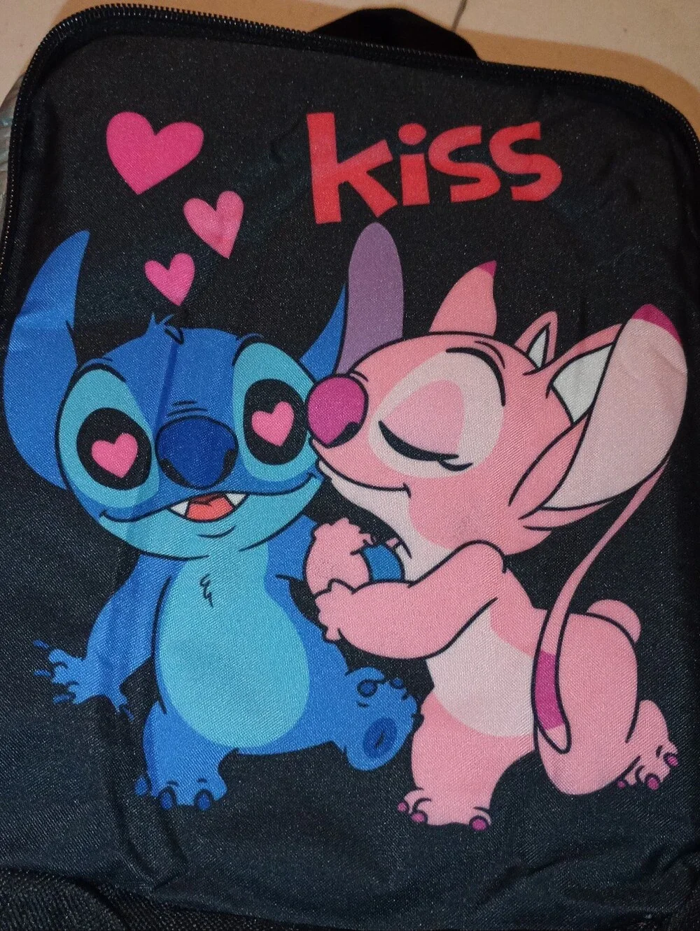 ​NWOT Stitch & Angel Kiss Lunch Bag & Matching Pencil Case Pouch Set